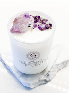Amethyst and Hematite Crystal Candle